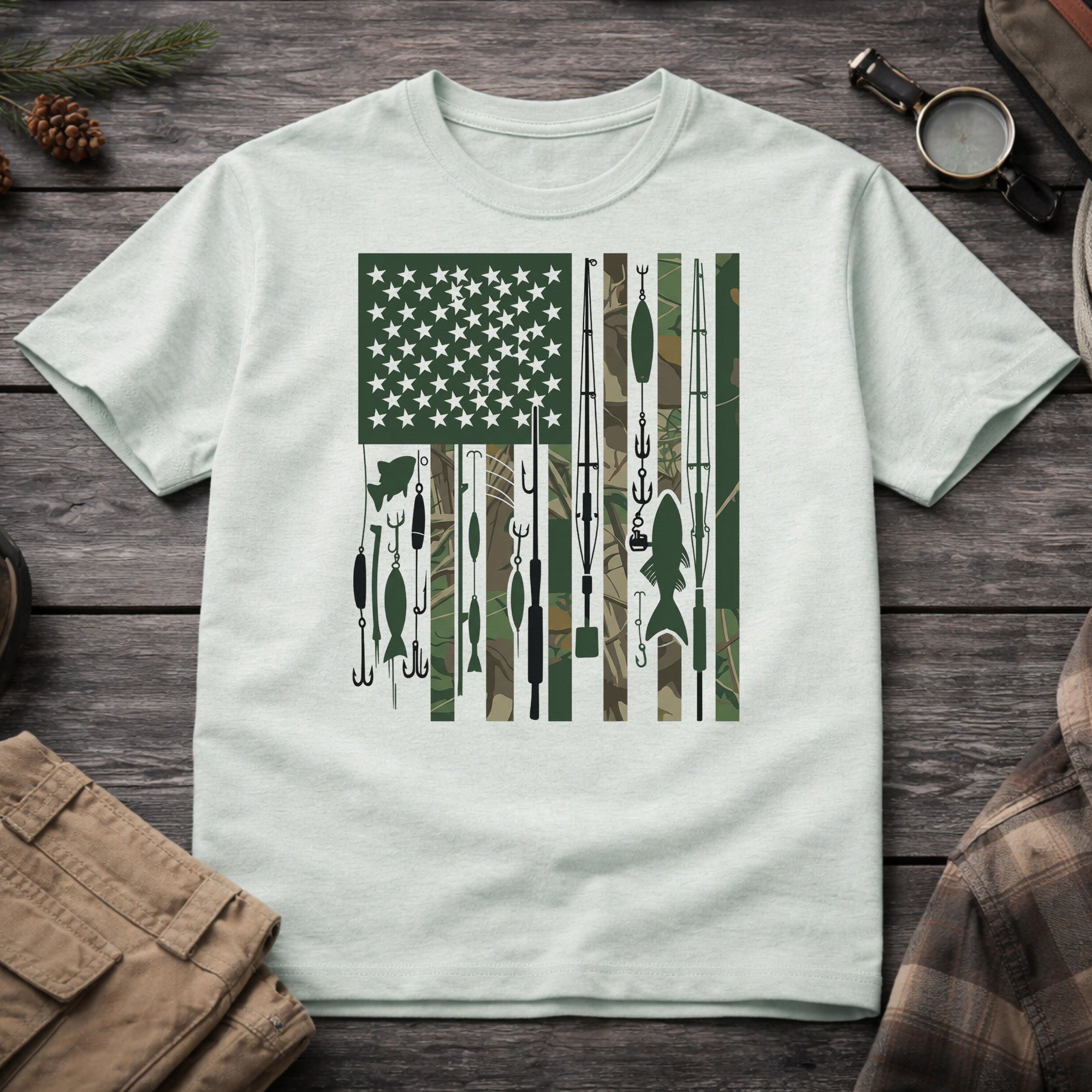 Fishing USA Flag T-Shirt