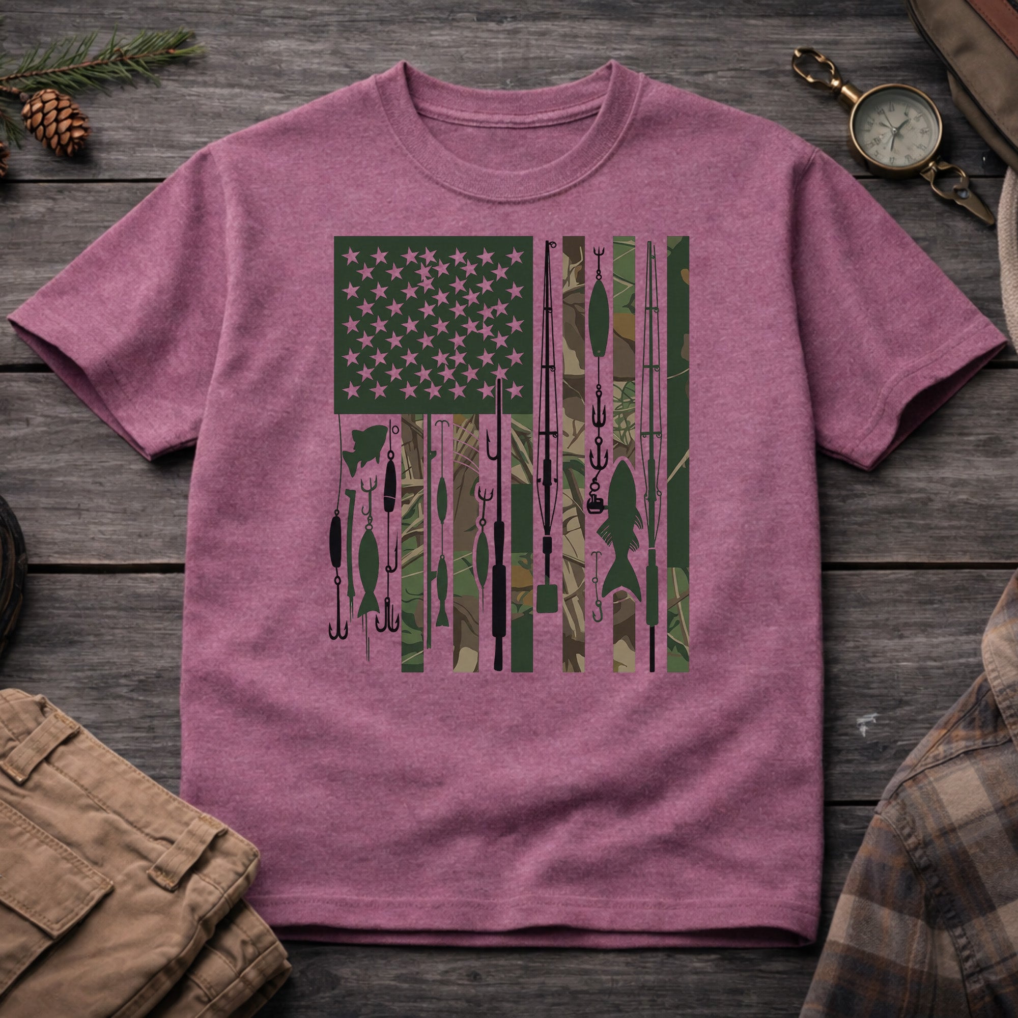 Fishing USA Flag T-Shirt