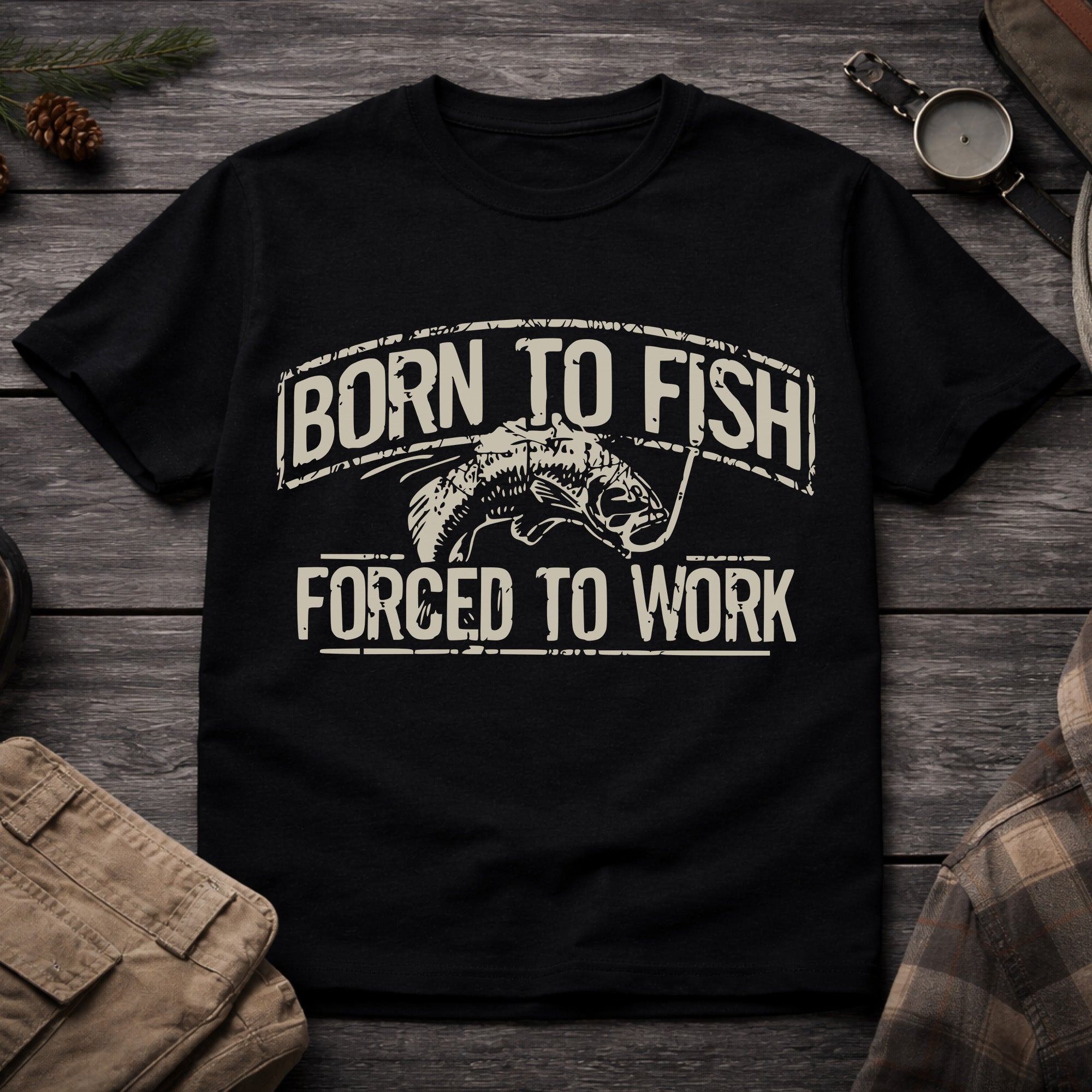 Born to Fish, Forced to Work T-Shirt