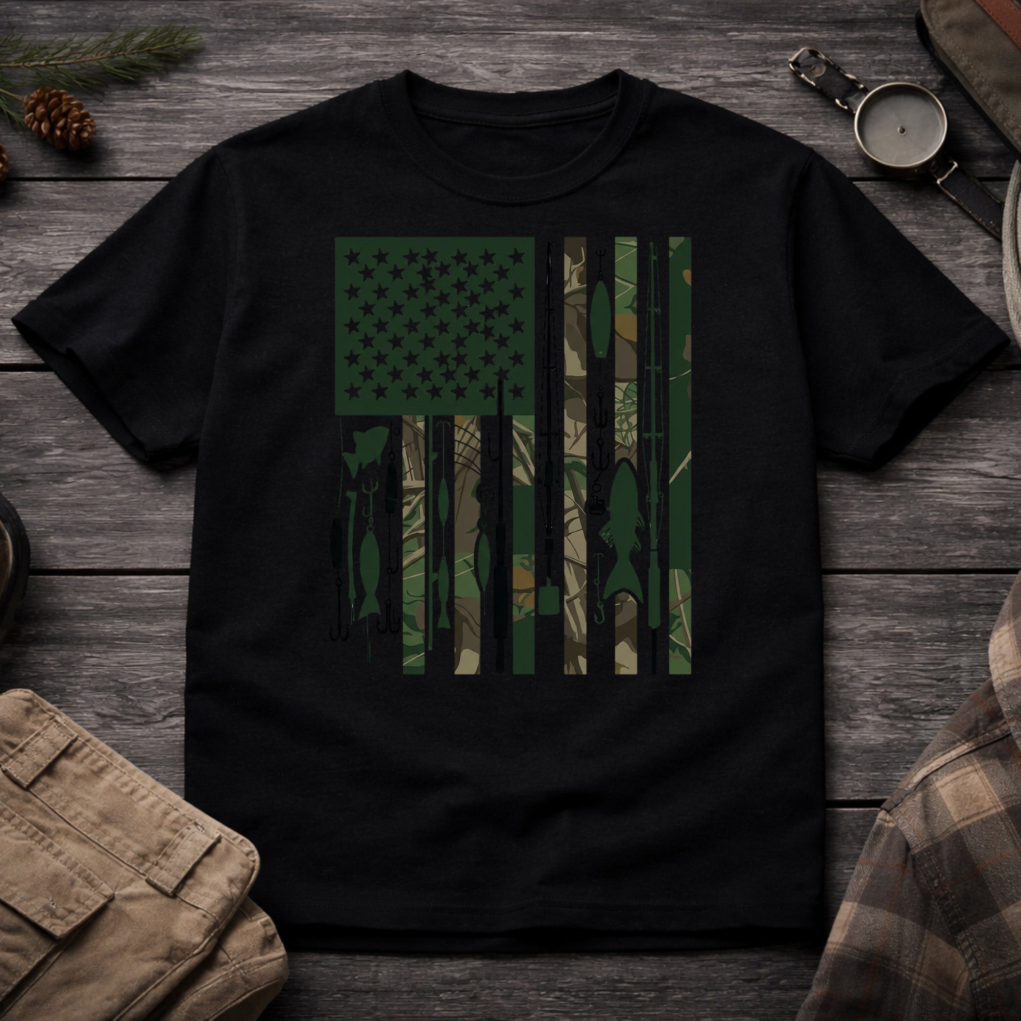 Fishing USA Flag T-Shirt