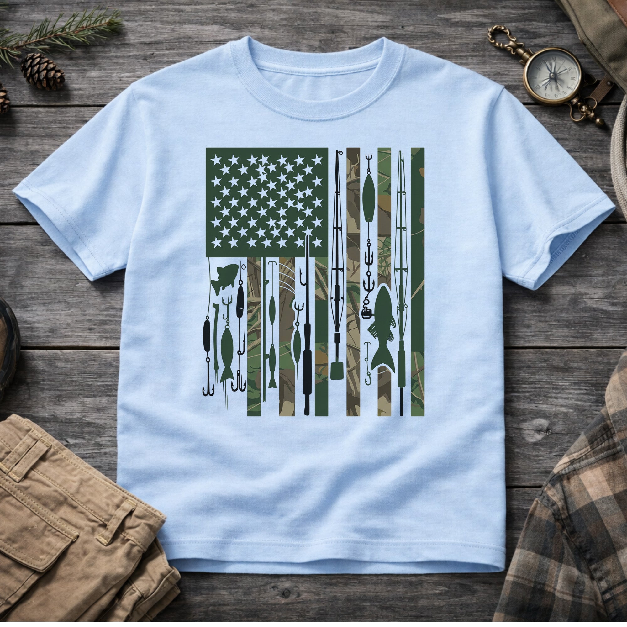 Fishing USA Flag T-Shirt