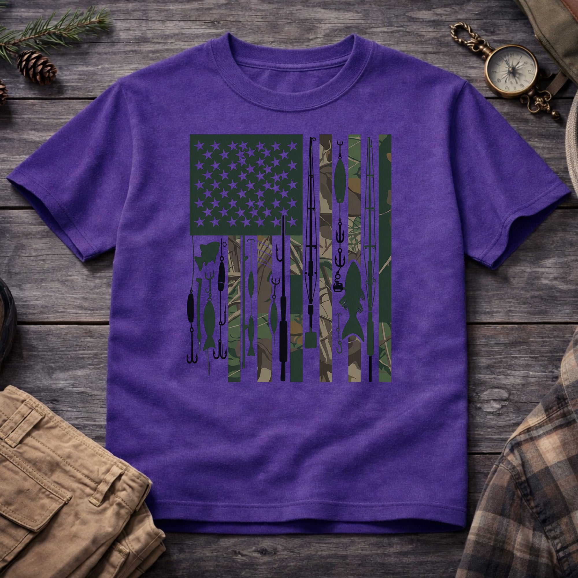 Fishing USA Flag T-Shirt