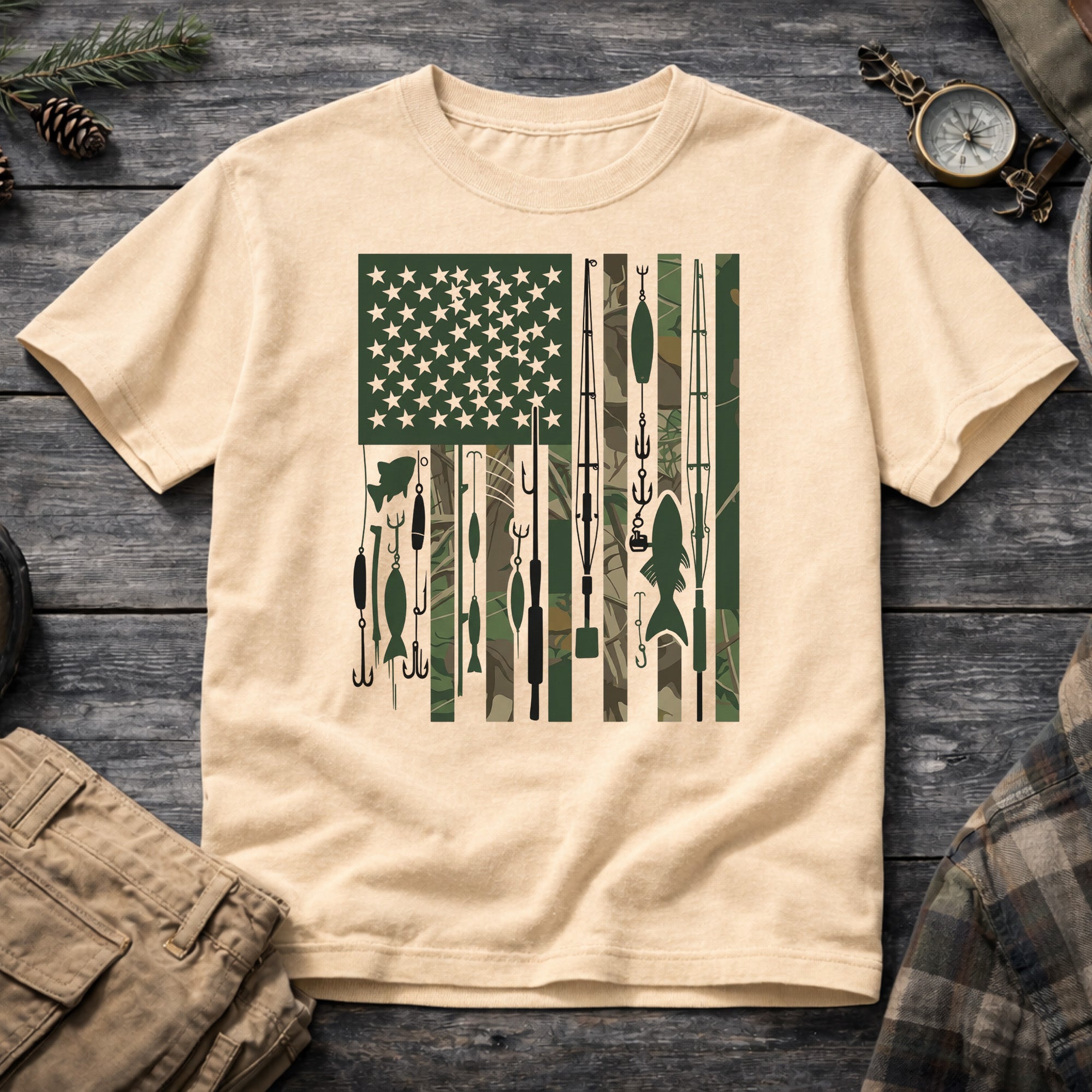 Fishing USA Flag T-Shirt