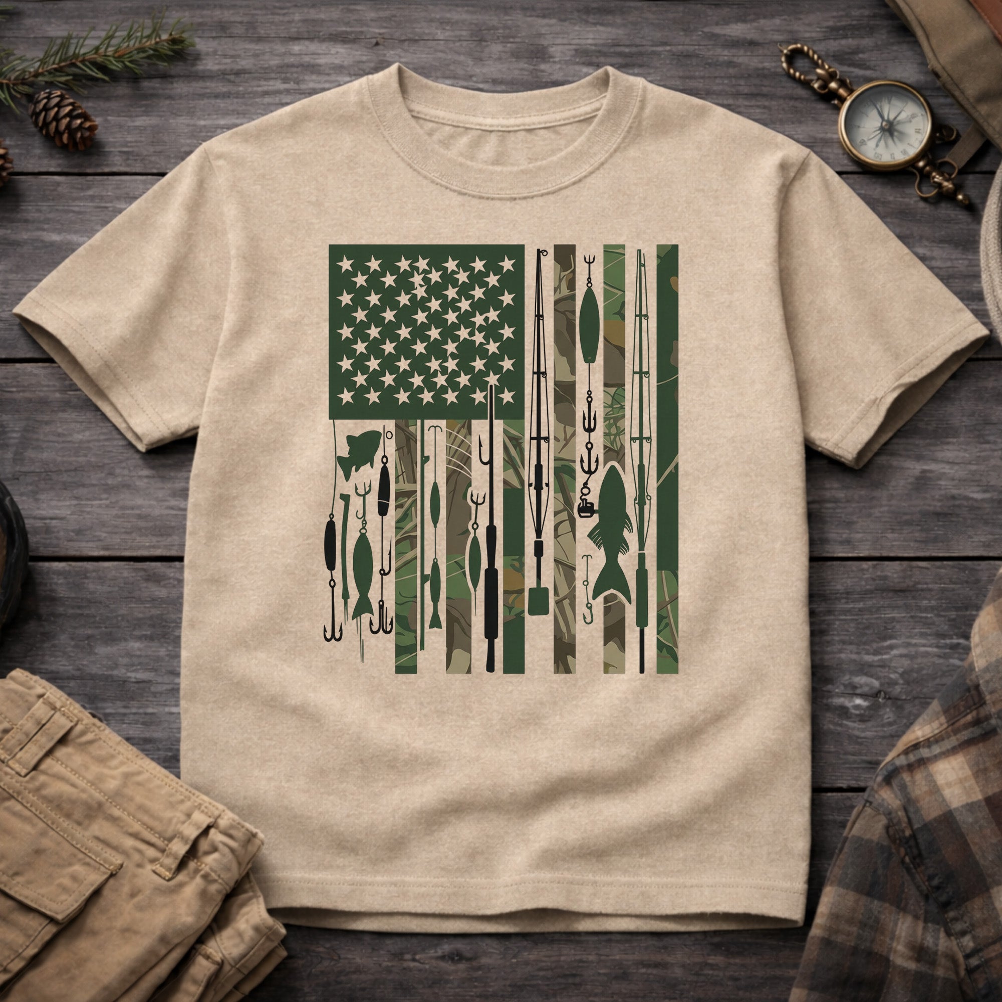 Fishing USA Flag T-Shirt