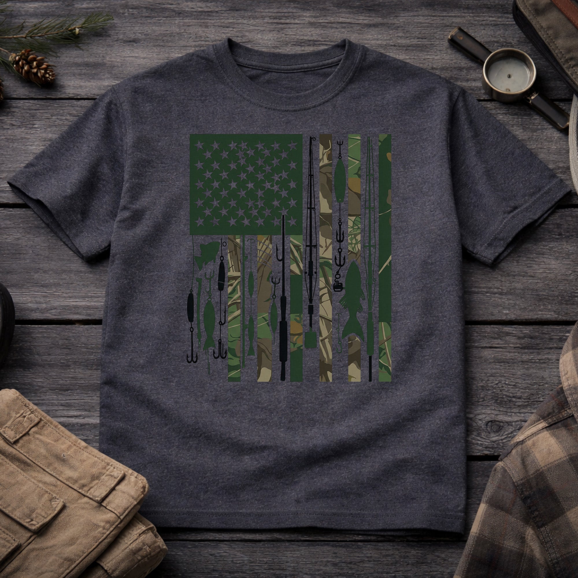 Fishing USA Flag T-Shirt